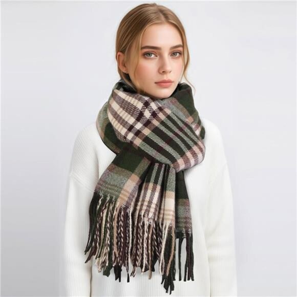 Winter Scarfs for Women, Cashmere Feel Plaid Scarf, Long Blanket - Picture 7 of 7